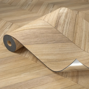 Retro Wood Grain Herringbone Vinyl Baseboard Roll