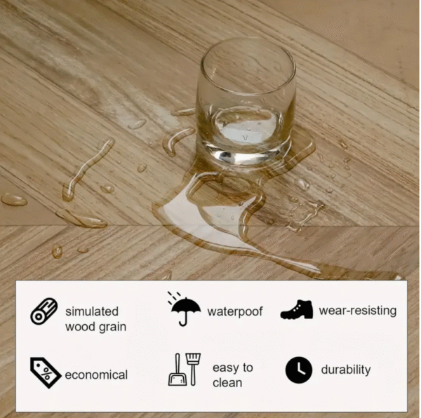 Retro Wood Grain Herringbone Vinyl Baseboard Roll